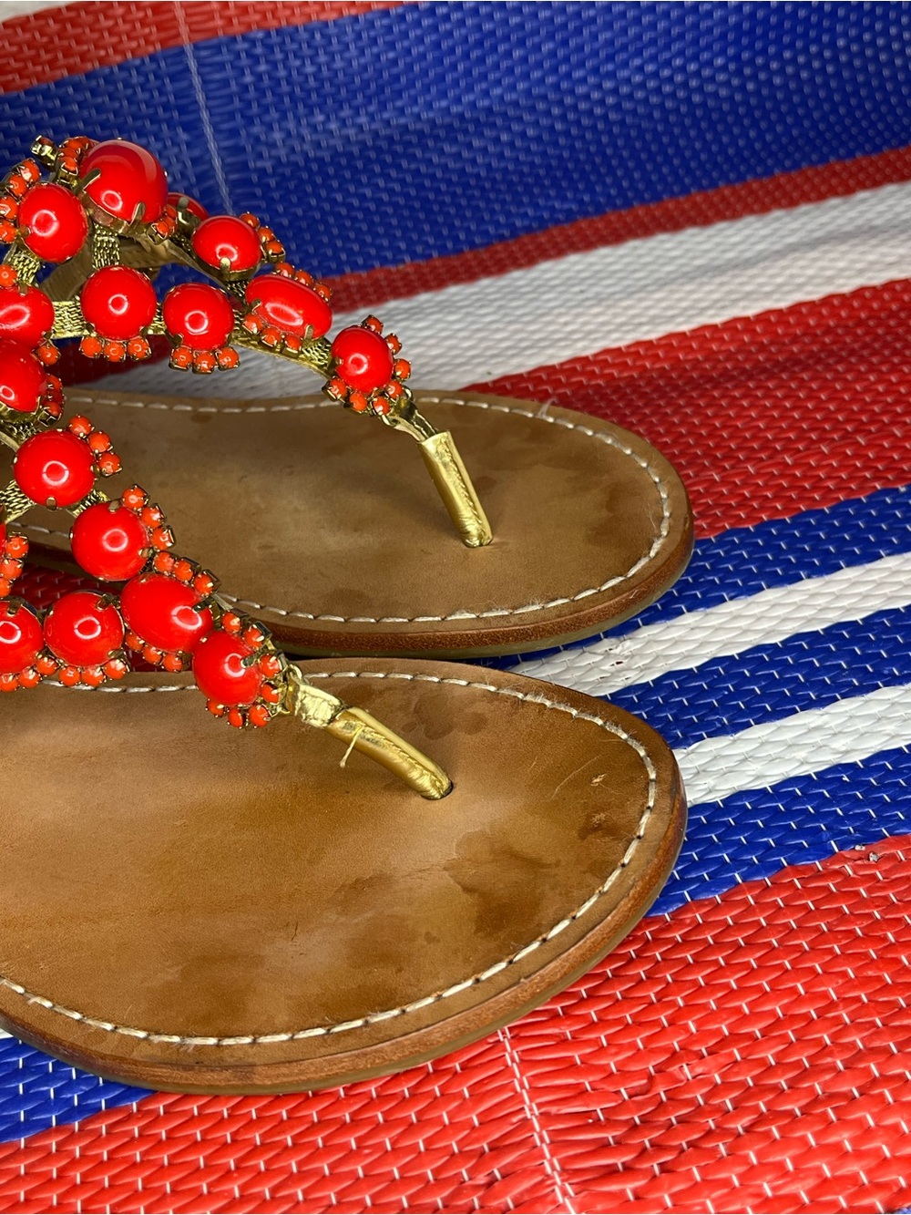 Ivanka Trump Coral Jewel Flat Thong Sandals Women’s Size 8 Summer Sandals - Picture 7 of 9